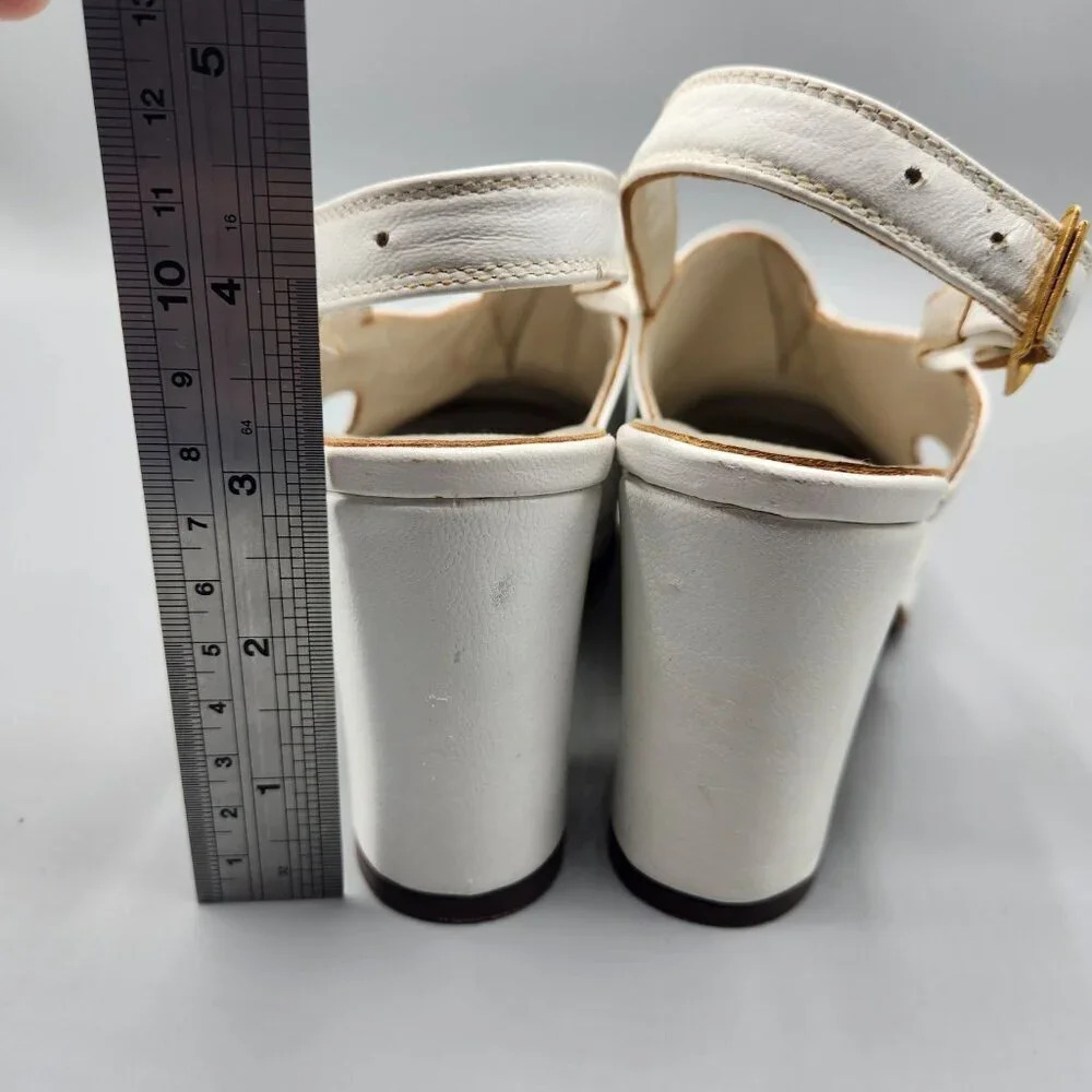 Vintage Closed Toe Heels White Italy  Size 6 - Picture 7 of 12